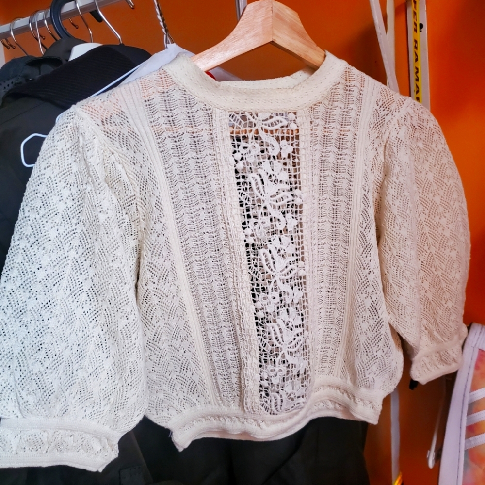 Zara Crochet Cream Blouse in S